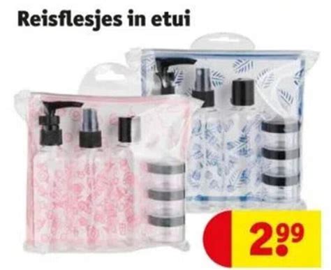 Reisflesjes in etui aanbieding bij Kruidvat .